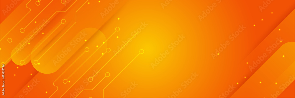 Wall mural modern minimal orange futuristic technology science background design . abstract orange banner vecto