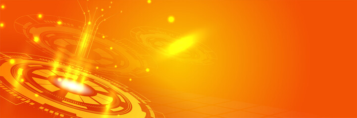 Modern minimal orange futuristic technology science background design . Abstract orange banner vector illustration. Yellow orange vector abstract graphic design. Banner Pattern background template.