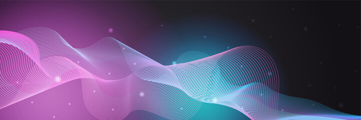 Network technology digital dark blue colorful design banner