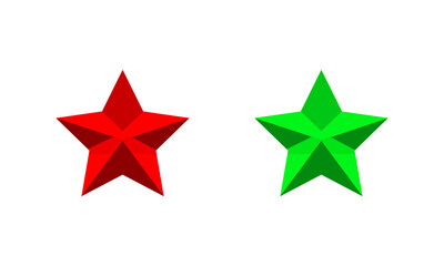 Decorative red and green star with realistic effects on white background