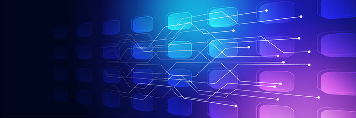 Network technology digital dark blue colorful design banner