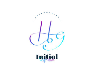 Initial H and G Logo Design in Colorful Gradient Style. Minimalist HG Signature Logo or Symbol