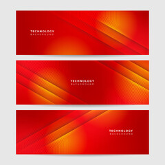 Futuristic technology digital abstract red colorful design banner. Abstract red banner background with particles and wave shapes. Vector abstract graphic design banner pattern background web template.