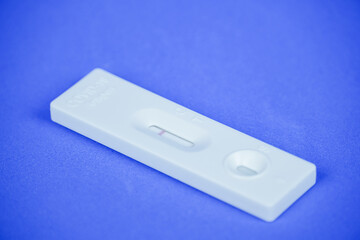 Covid antigen test set on blue background