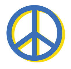 Peace for Ukraine clipart element. Blue and yellow vector sign, peaceful colors of Ukrainian flag