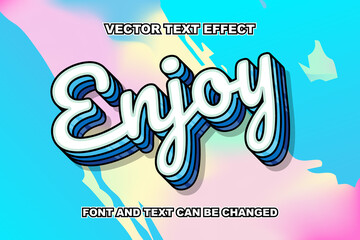 enjoy holographic color 3d editable text effect font style template vintage comic style design typography