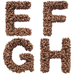 Set of 3D Coffee Beans Letters, Numbers and Punctuation Marks