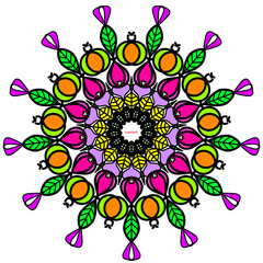 hand draw mandala pattern colorful isolated on background