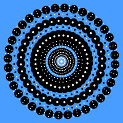 mandala dot art on blue background