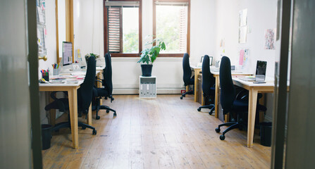 It might be small but itll get super busy. Shot of an empty modern office.
