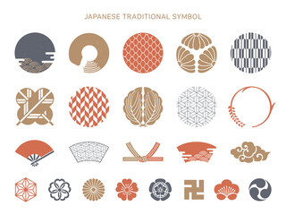日本の伝統的なシンボルとフレームコレクション - obrazy, fototapety, plakaty