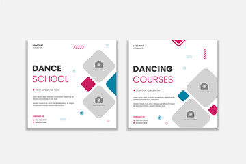 Flat Design Dancing School Social Media, Dance, Performance, Artistic Banner Template