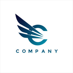 Modern letter C wing logo illustration design