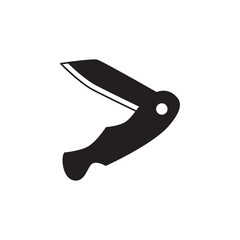 Outdoor knife, penknife icon in black flat glyph, filled style isolated on white background