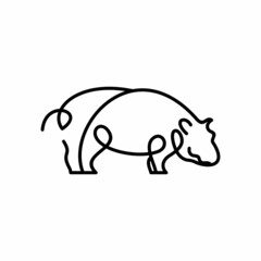 Vector Logo Illustration Hippo Line Art