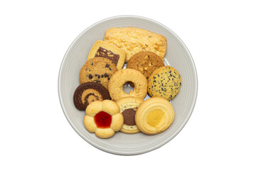 Different types of sweet cookies in bowls