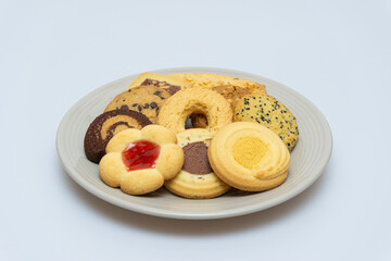 Different types of sweet cookies in bowls