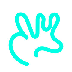  Abstract Organic Shape Vector Illustration Neon Blue