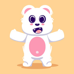 Cute happy bear cartoon icon illustration. suitable for children
