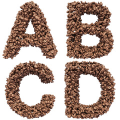Set of 3D Coffee Beans Letters, Numbers and Punctuation Marks