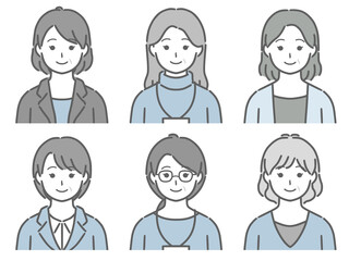 中年女性の上半身セット