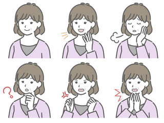 中年女性の斜め向き表情セット