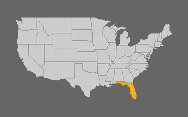 Map of the United States with Florida highlight