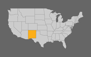 Map of the United States with New Mexico highlight