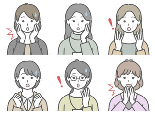 驚く中年女性の上半身セット