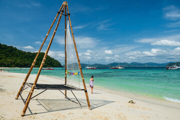 Woman summer travel at Hey island, Phuket