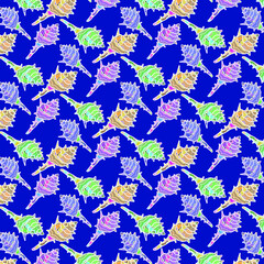 

Pattern. Sea shells, linear image. Vector drawing, background, design, printing.