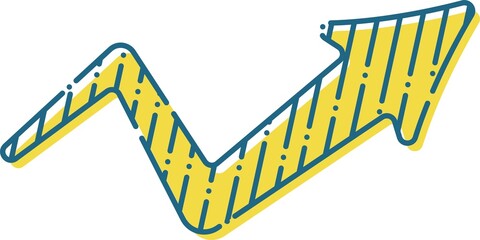 矢印　上　上る　成長　上昇　ストライプ　シンプル　黄色　青色