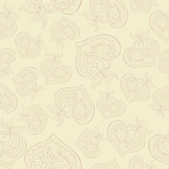 Seamless pattern with hearts on a beige background. Can be used for St. Valentine's Day. EPS10 vector illustration.