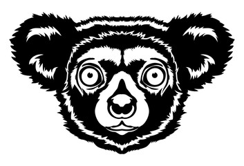 Obraz premium Indri monkey face vector iilustration in hand drawn style, perfect for tshirt and mascot design 