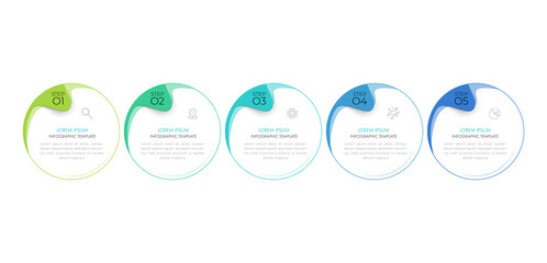 Modern infographic Timeline template can be used for workflow layout, diagram, number options, web design. Infographic business concept with 5 option, parts, steps or processes.