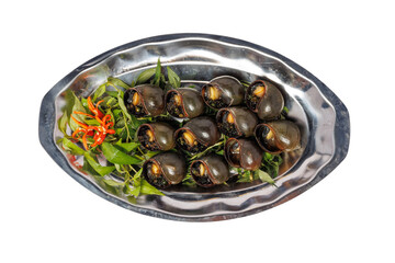 Thai-style boiled snails, popular street food