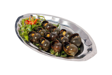 Thai-style boiled snails, popular street food