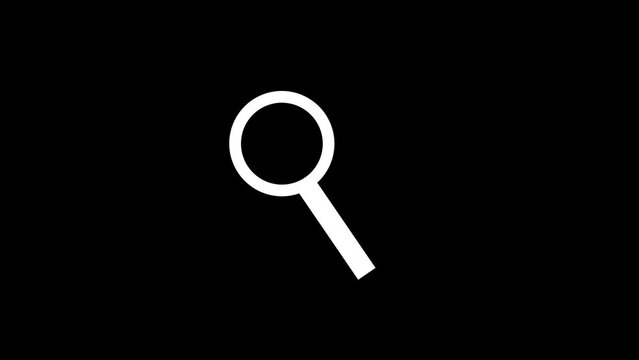White picture of magnifying glass on a black background. viewing a book in a magnifying glass. Distortion liquid style transition icon for your project. 4K video animation for motion graphics and