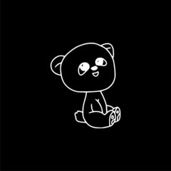 Teddy bear linear hand drawn icon isolated on dark background