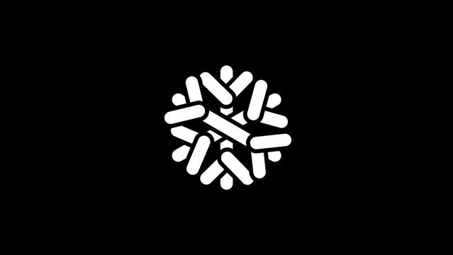 White picture of abstraction on a black background. Distortion liquid style transition icon for your project. 4K video animation for motion graphics and compositing.