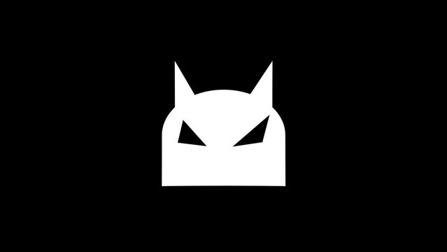 White picture of mask on a black background. superhero mask. Distortion liquid style transition icon for your project. 4K video animation for motion graphics and compositing.