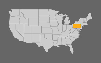 Map of United States with Pennsylvania highlight