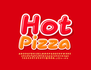 Vector creative sign Hot Pizza. Bright Handwritten Font. Artistic Alphabet Letters and Numbers