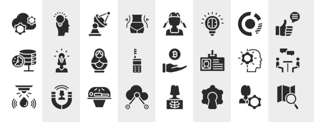 Obraz premium general filled icons set. editable glyph icons such as saas, weight loss, market share, team leader, initial coin offering, job interview, solarium, open source vector.