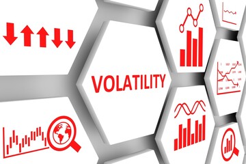 VOLATILITY concept cell background 3d illustration