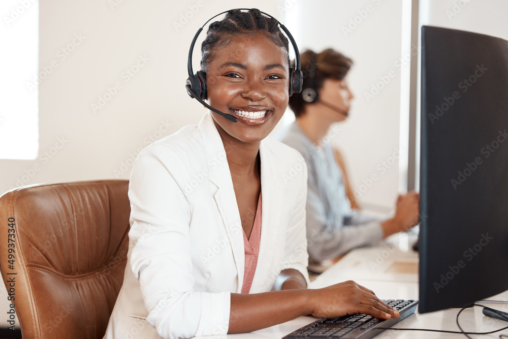 Poster ill solve the issue for you in a flash. portrait of a young call centre agent working in an office w