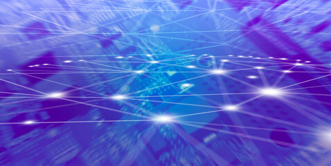 Abstract futuristic electronic circuit with global network graphic background, Computer cpu or cloud computing Ai concept