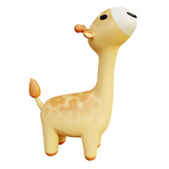 3d rendering cute giraffe looking up animal cartoon character mascot