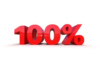 Red 100% Percent Discount 3d Sign on White Background
