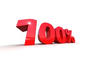 Red 100% Percent Discount 3d Sign on White Background